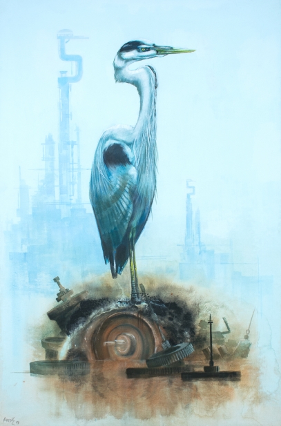 Heron on the Scrap by Andrew Burns Colwill
