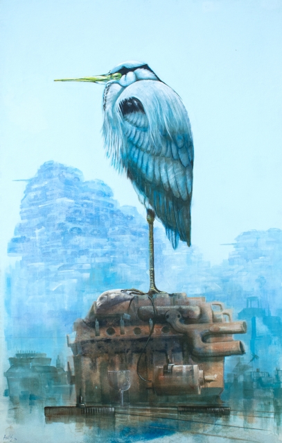 Heron on the Engine by Andrew Burns Colwill